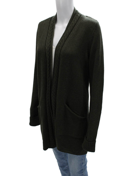 Tahari Unisex Cardigan Green Cotton Polyester Long Sleeve Solid Size M