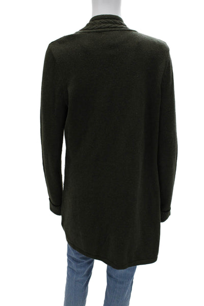 Tahari Unisex Cardigan Green Cotton Polyester Long Sleeve Solid Size M