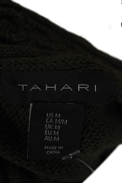 Tahari Unisex Cardigan Green Cotton Polyester Long Sleeve Solid Size M