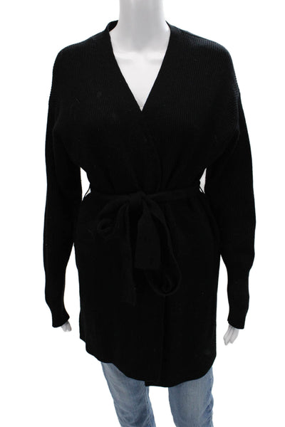 J Crew Unisex Cardigan Black V Neck Merino Wool Blend Size M