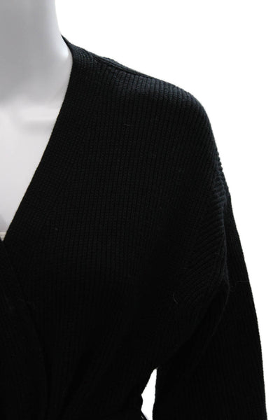 J Crew Unisex Cardigan Black V Neck Merino Wool Blend Size M