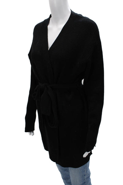 J Crew Unisex Cardigan Black V Neck Merino Wool Blend Size M