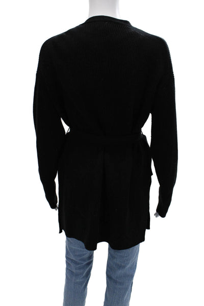J Crew Unisex Cardigan Black V Neck Merino Wool Blend Size M
