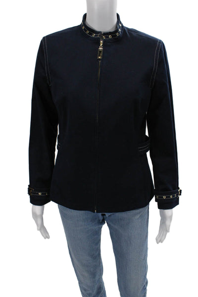 St. John Sport By Marie Gray Womens Military Jacket Dark Blue Size PP