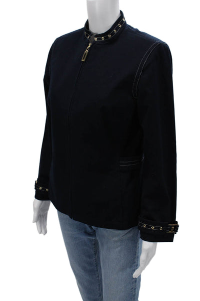 St. John Sport By Marie Gray Womens Military Jacket Dark Blue Size PP