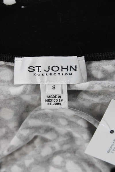 St. John Collection Women Jersey Black Geometric 3/4 Sleeve Blouse Size S
