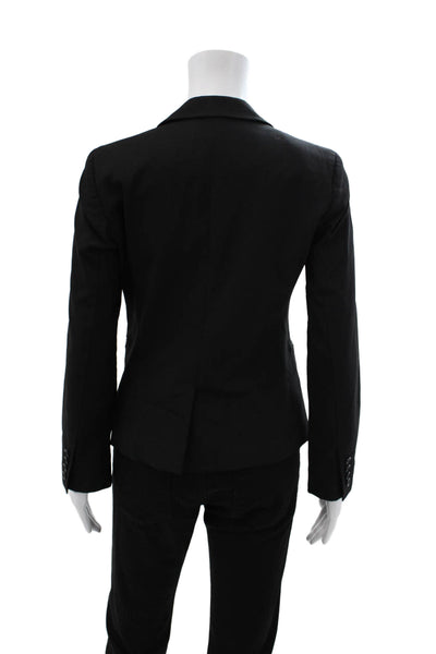 Calvin Klein Womens Black Wool Blend Blazer Collared Long Sleeve Size 4P