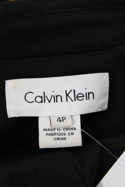 Calvin Klein Womens Black Wool Blend Blazer Collared Long Sleeve Size 4P