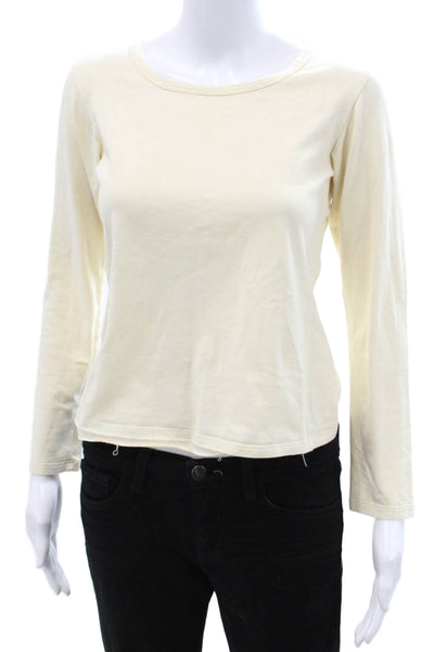 Michael Kors Womens Basic Beige Cotton Long Sleeve Tee Size M