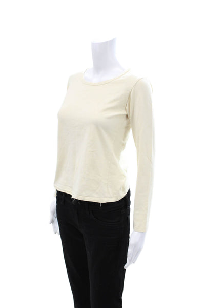 Michael Kors Womens Basic Beige Cotton Long Sleeve Tee Size M