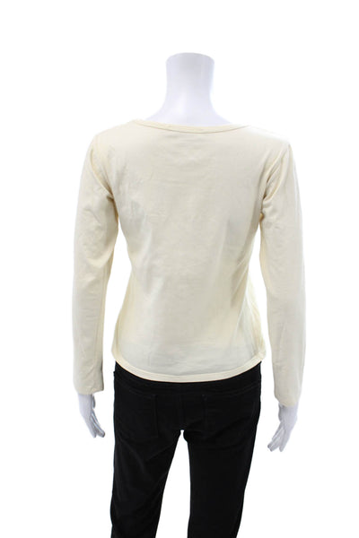 Michael Kors Womens Basic Beige Cotton Long Sleeve Tee Size M