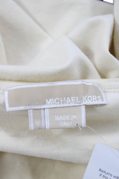 Michael Kors Womens Basic Beige Cotton Long Sleeve Tee Size M