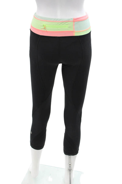 Lululemon Women Capri Leggings Black Nylon Blend Drawstring Size 4
