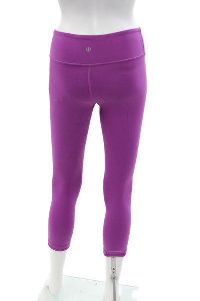 Lululemon x SoulCycle Women Capri Cropped Skull Graphic Purple Leggings Size 4