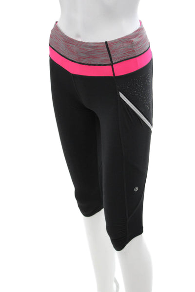 Lululemon Womens Capri Leggings Black Nylon Blend Zip Size 4