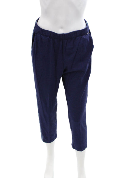 St. John Womens Cropped Ankle Pants Dark Blue Cotton Blend Designer Size S