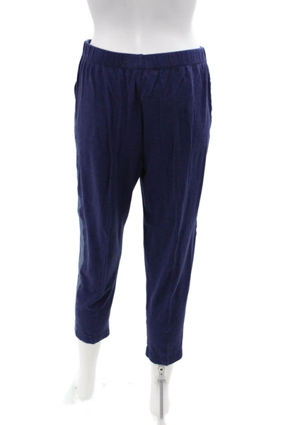 St. John Womens Cropped Ankle Pants Dark Blue Cotton Blend Designer Size S
