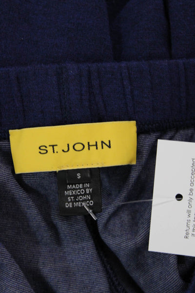 St. John Womens Cropped Ankle Pants Dark Blue Cotton Blend Designer Size S