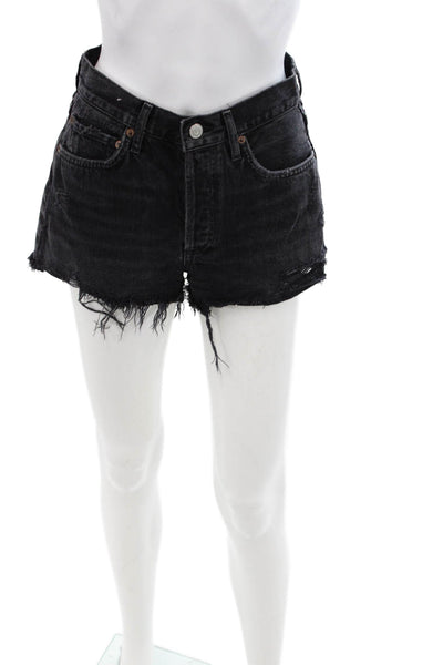Agolde Unisex Black Cotton Beach Shorts Size 24
