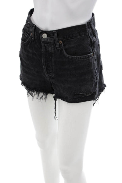 Agolde Unisex Black Cotton Beach Shorts Size 24
