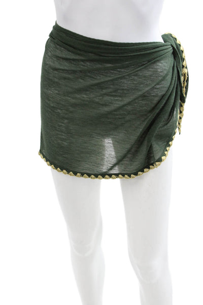 Robin Piccone Women Green Mini Wrap Swimsuit Size One Size