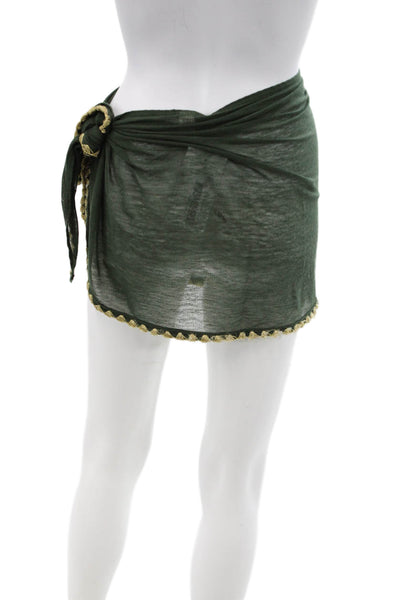 Robin Piccone Women Green Mini Wrap Swimsuit Size One Size