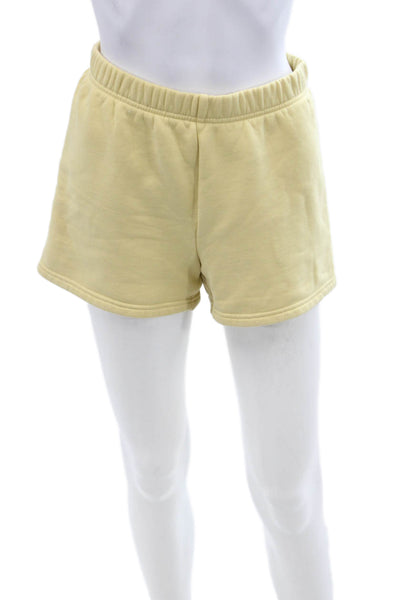 TNA Unisex Sweat Shorts Yellow Organic Cotton Drawstring Size XS