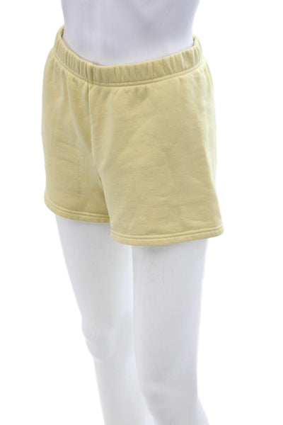 TNA Unisex Sweat Shorts Yellow Organic Cotton Drawstring Size XS
