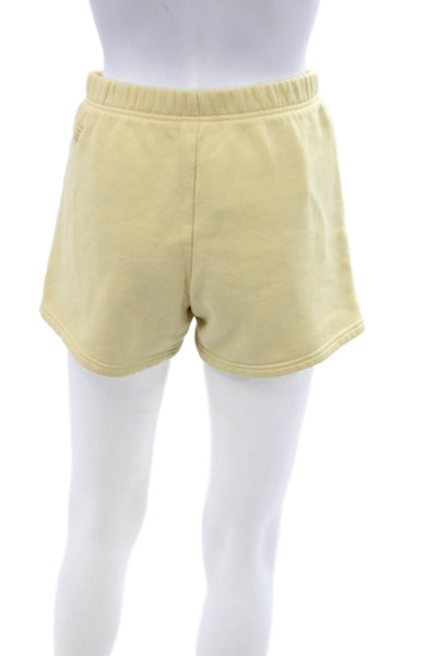 TNA Unisex Sweat Shorts Yellow Organic Cotton Drawstring Size XS