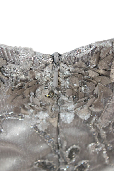 Rina di Montella Women Sheath Floral Gray Short Sleeve Round Neck Dress Size 6