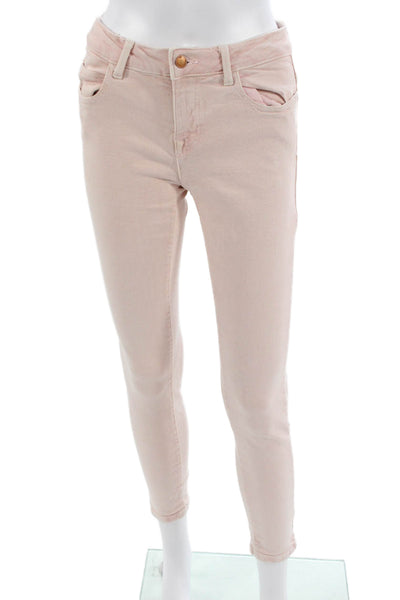 Zara Women Ankle Cropped Pink High Rise Jeans Size 4