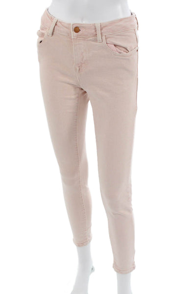 Zara Women Ankle Cropped Pink High Rise Jeans Size 4