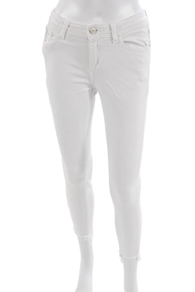 Zara Womens White Ankle Skinny Jeans Cotton Stretch Size S