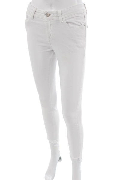 Zara Womens White Ankle Skinny Jeans Cotton Stretch Size S