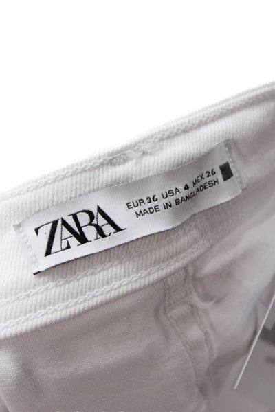 Zara Womens White Ankle Skinny Jeans Cotton Stretch Size S