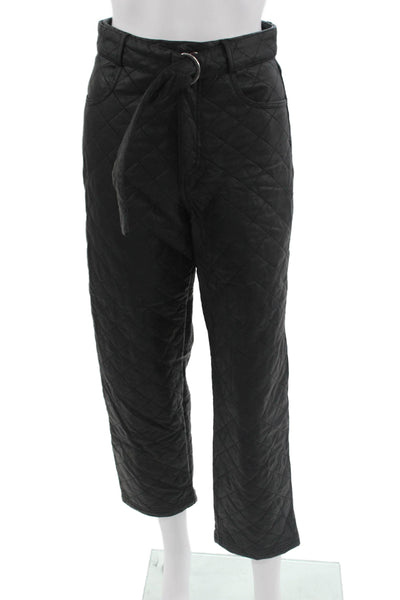 Zara Women Cropped Argyle Black Polyester Pants Size XS
