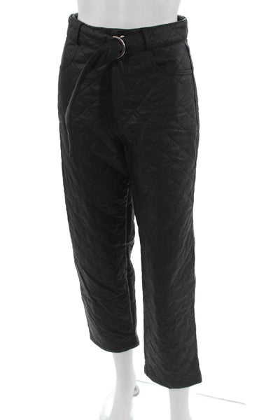 Zara Women Cropped Argyle Black Polyester Pants Size XS