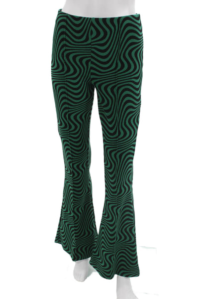 Zara Women Green Geometric Square Neck Long Sleeve Jumpsuit Polycotton Size S