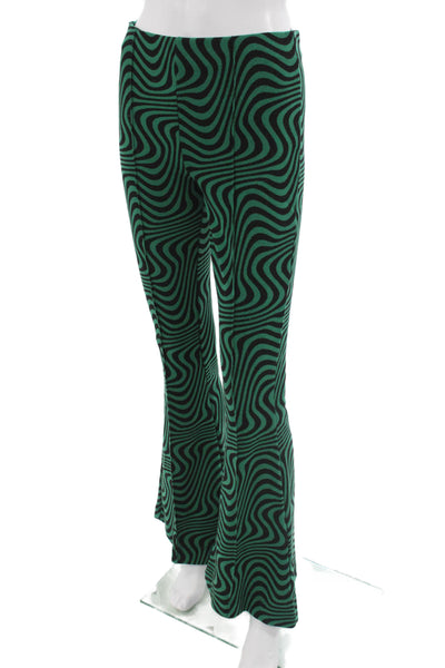 Zara Women Green Geometric Square Neck Long Sleeve Jumpsuit Polycotton Size S