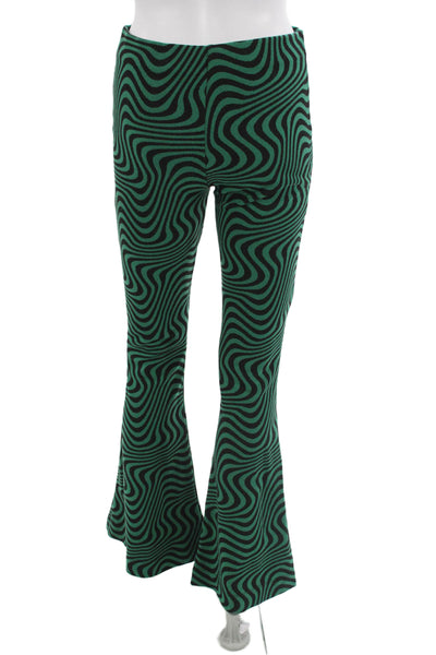Zara Women Green Geometric Square Neck Long Sleeve Jumpsuit Polycotton Size S
