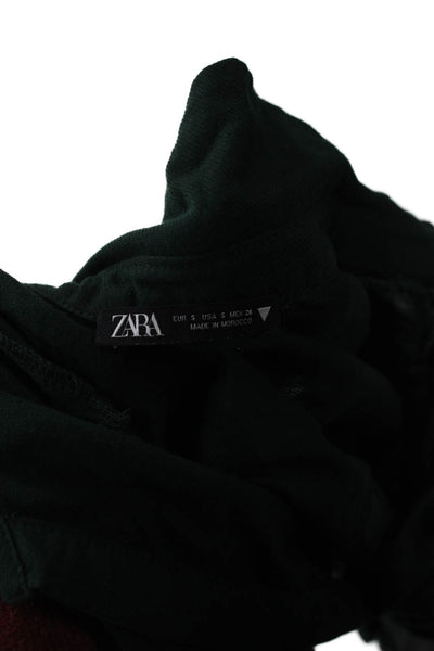 Zara Unisex Collared Long Sleeve Drawstring 2 Piece Poly Blend Top Green Size S