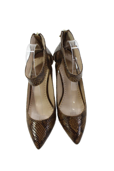 Adrienne Vittadini Womens Snakeskin Print Nieves Pumps Brown Size 9 Medium