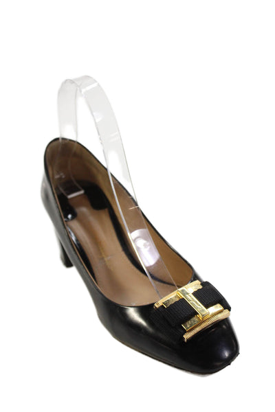 Salvatore Ferragamo Womens Leather Buckled Detail Pump Heels Black Size 6