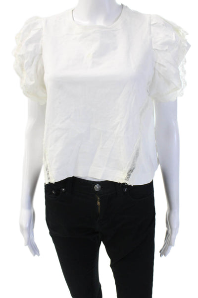 Dorothee Schumacher Women Cropped White Blouse Sleeveless Crew Neck Size 2