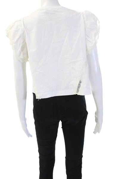 Dorothee Schumacher Women Cropped White Blouse Sleeveless Crew Neck Size 2