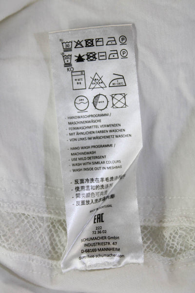 Dorothee Schumacher Women Cropped White Blouse Sleeveless Crew Neck Size 2