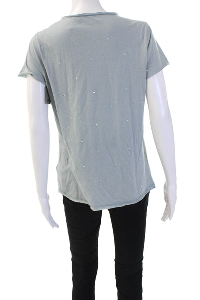 Zadig & Voltaire Women Basic Gray Cotton V Neck Short Sleeve T Shirt Size L