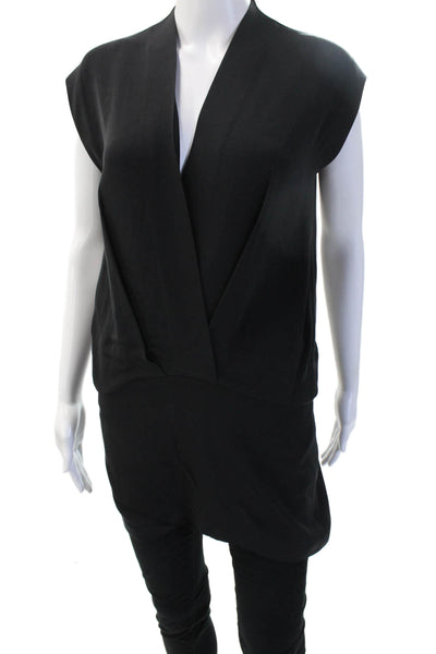 Cushnie Et Ochs Women Black V-Neck Sleeveless Jumpsuit Polyester Blend Size 0