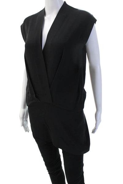 Cushnie Et Ochs Women Black V-Neck Sleeveless Jumpsuit Polyester Blend Size 0