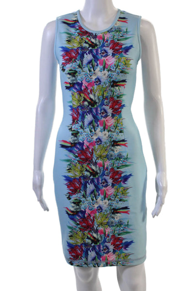 Cynthia Rowley Womens Bodycon Sheath Floral Light Blue Sleeveless Dress Size 6